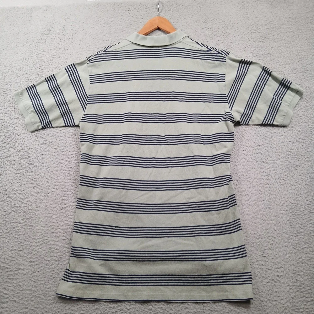 Polo Ralph Lauren‎ Polo Shirt Mens Large Cream Blue Stripe Short Sleeve